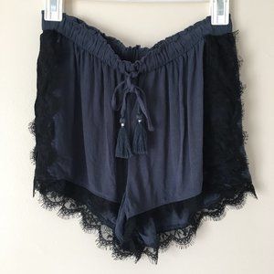 American Eagle Navy Lace Tie Front Shorts
